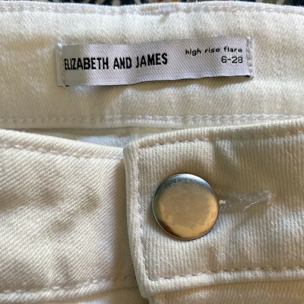 Elizabeth & James Size 6 Crop Flare Jeans in White Denim High Rise 23